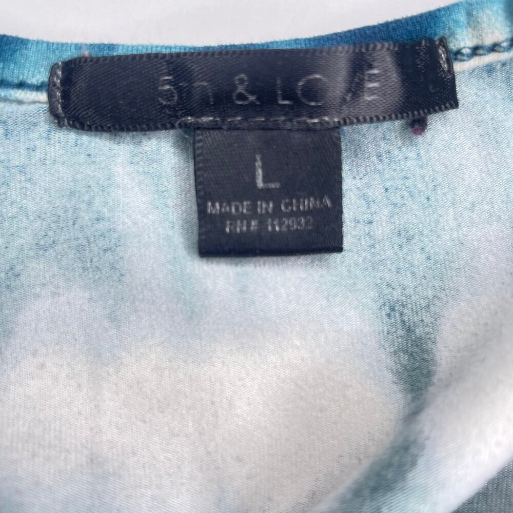 5th & Love Shibori Indigo Sharkbite Tunic Mini Dress With Pockets Sz Large - Picture 9 of 11